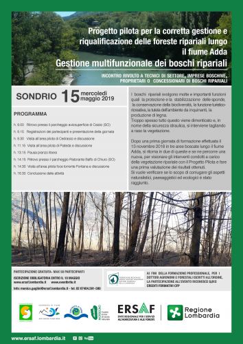 Immagine per il contenuto "15 maggio 2019 - Incontro tecnico "Progetto pilota per la corretta gestione e riqualificazione delle foreste ripariali lungo il fiume Adda Gestione multifunzionale dei boschi ripariali""